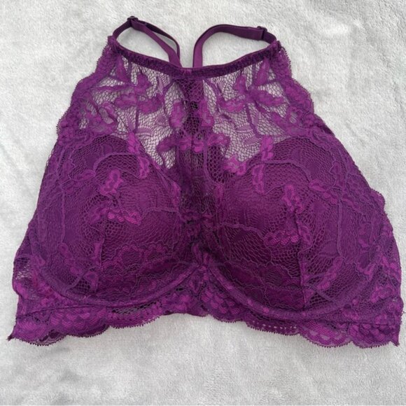 💕2/$35 💕 La Senza Dark Plum Halter Racerback Bra - Picture 3 of 9